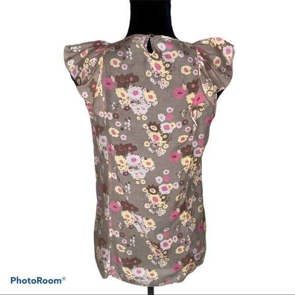 Gap floral sleeveless blouse w/ ruffles Small - Picture 2 of 6